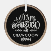 Vrolijk Kerstfeest Familienaam Keepsake Tree Glas Ornament (Achterkant)