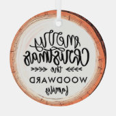 Vrolijk Kerstfeest Familienaam Keepsake Tree Glas Ornament (Achterkant)