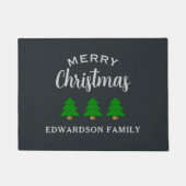 Vrolijk kerstfeest familienaam kerstbomen deurmat (Voorkant)