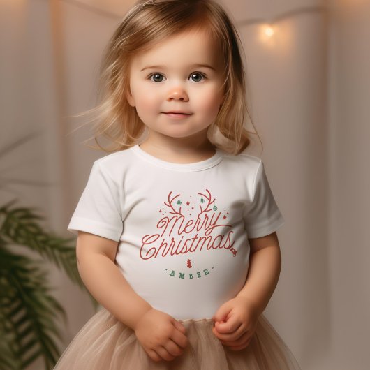Vrolijk Kerstfeest Familienaam Rendier Vakantie Kinder Shirts