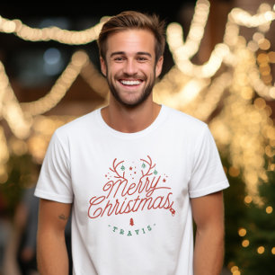 Vrolijk Kerstfeest Familienaam Rendier Vakantie T-shirt