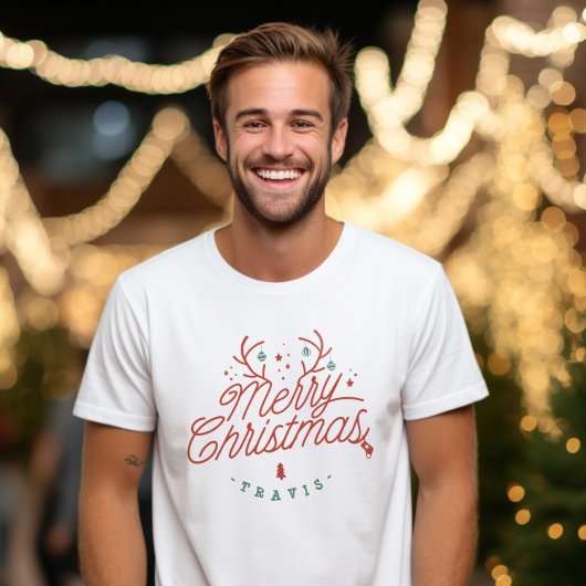 Vrolijk Kerstfeest Familienaam Rendier Vakantie T-shirt