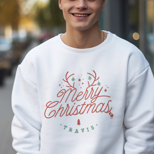 Vrolijk Kerstfeest Familienaam Rendier Vakantie Trui