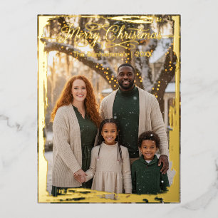 Vrolijk kerstfeest, familieportret, krassen folie feestdagen briefkaart