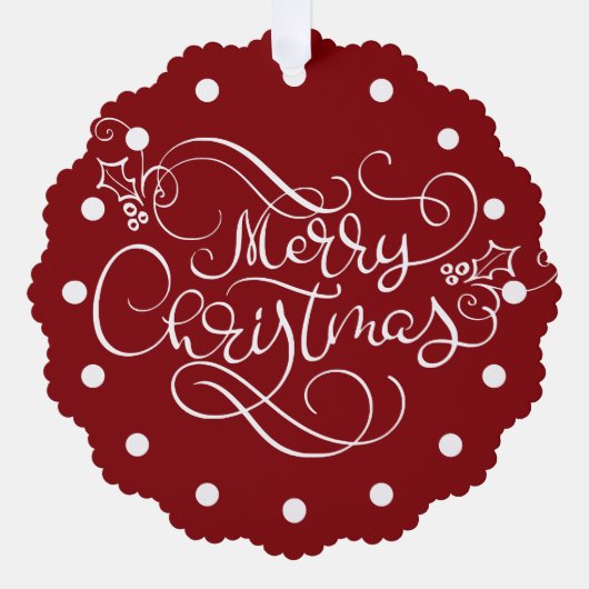 Vrolijk Kerstfeest Fancy Script Foto Aangepaste Kl Ornament Kaart (Voorkant)