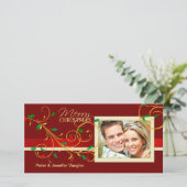 Vrolijk Kerstfeest Fancy Vakantie Fotokaarten Feestdagenkaart (Staand voorkant)