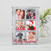 Vrolijk Kerstfeest, Farmhouse Window, 6 Foto Feestdagenkaart (Staand voorkant)