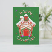 Vrolijk kerstfeest! Faux Felt Gingerbrood House (Staand voorkant)