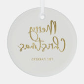 vrolijk kerstfeest | Faux Gold Casual script Glas Ornament (Achterkant)