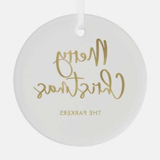 vrolijk kerstfeest | Faux Gold Casual script Glas Ornament (Achterkant)