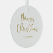 vrolijk kerstfeest | Faux Gold Casual script Glas Ornament (Voorkant Rechts)