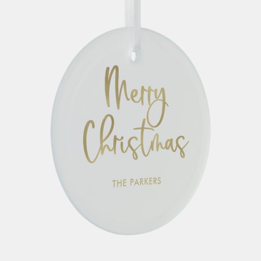 vrolijk kerstfeest | Faux Gold Casual script Glas Ornament (Voorkant Rechts)