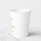 vrolijk kerstfeest | Faux Gold Casual Script op wi Papieren Bekers (Links)