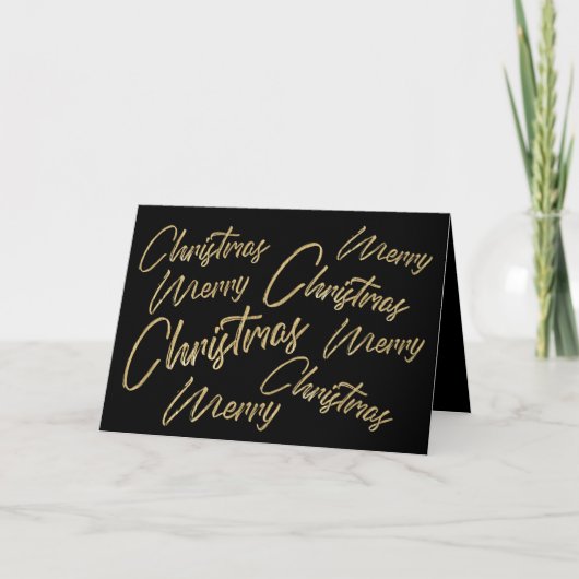 Vrolijk kerstfeest Faux Gold Foil en Black Feestdagen Kaart (Voorkant)