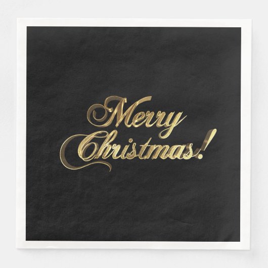 Vrolijk kerstfeest Faux Gold Foil Typografie Elega Servet (Voorkant)