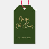 Vrolijk kerstfeest | Faux Gold op groen Casual scr Cadeaulabel (Voorkant)
