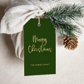 Vrolijk kerstfeest | Faux Gold op groen Casual scr Cadeaulabel