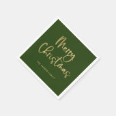 Vrolijk kerstfeest | Faux Gold op groen Casual scr Servet (Hoek)