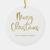 Vrolijk kerstfeest | Faux Gold op wit Casual scrip Keramisch Ornament (Voorkant)