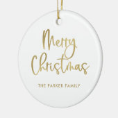 Vrolijk kerstfeest | Faux Gold op wit Casual scrip Keramisch Ornament (Links)
