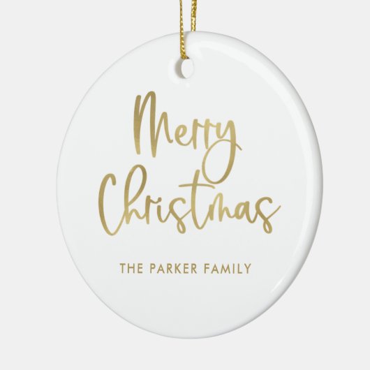 Vrolijk kerstfeest | Faux Gold op wit Casual scrip Keramisch Ornament (Links)