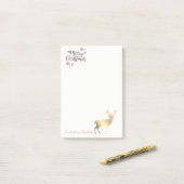 Vrolijk kerstfeest, Faux Gold Reindeer-gepersonali Post-it® Notes (Op bureau)