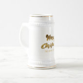 Vrolijk kerstfeest Faux Gold Text Typografie Elega Bierpul (Voorkant links)