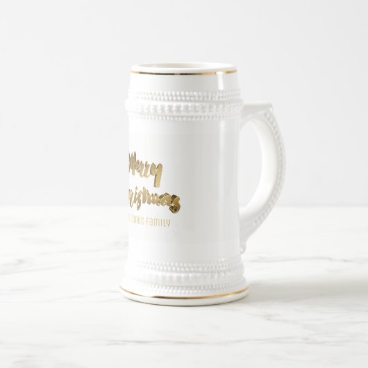 Vrolijk kerstfeest Faux Gold Text Typografie Elega Bierpul (Voorkant rechts)