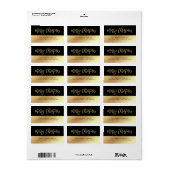 vrolijk kerstfeest | Faux Gold Typografie en Zwart Etiket (Full Sheet)