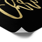 Vrolijk kerstfeest | Faux Gold Typografie op zwart Poster (Hoek)