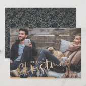 Vrolijk Kerstfeest Faux Goud Vakantie Fotokaart Feestdagenkaart (Voorkant / Achterkant)