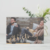 Vrolijk Kerstfeest Faux Goud Vakantie Fotokaart Feestdagenkaart (Staand voorkant)