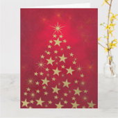 Vrolijk Kerstfeest faux gouden sterren kerstboom Kaart (Gele Bloem)