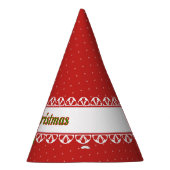 Vrolijk kerstfeest, faux witte kant, polka dot roo feesthoedjes (Rechts)