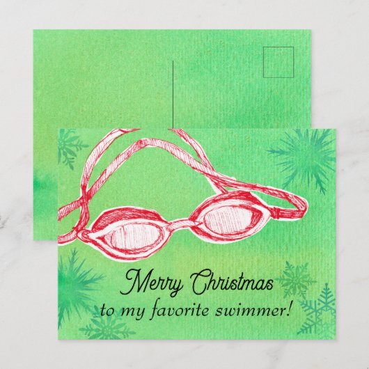 Vrolijk Kerstfeest Favoriete Zwembril Feestdagenkaart (Voorkant / Achterkant)