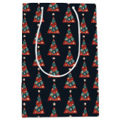 Vrolijk kerstfeest feestdagen abstracte kerstboom medium cadeauzakje (Voorkant)