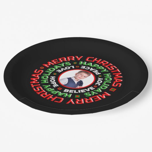 Vrolijk kerstfeest Feestdagen Familiefoto Personal Papieren Bordje (Gekanteld)