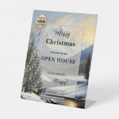 Vrolijk kerstfeest Feestdagen Logo Open Huis Reclamebord Met Voetstuk (Voorkant)