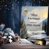 Vrolijk kerstfeest Feestdagen Logo Open Huis Reclamebord Met Voetstuk