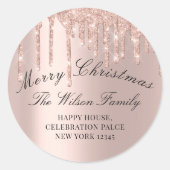 Vrolijk kerstfeest Feestdagen RSVP Roos Classy Dri Ronde Sticker (Voorkant)