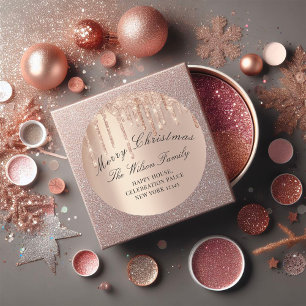 Vrolijk kerstfeest Feestdagen RSVP Roos Gold Drive Ronde Sticker