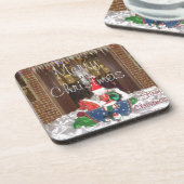 Vrolijk kerstfeest feestdagen ver van huis Geïnspi Bier Onderzetter (Linkerzijde)