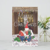 Vrolijk kerstfeest feestdagen ver van huis Geïnspi Briefpapier (Staand voorkant)