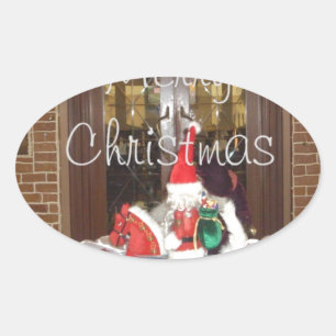 Vrolijk kerstfeest feestdagen ver van huis Geïnspi Ovale Sticker