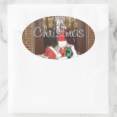 Vrolijk kerstfeest feestdagen ver van huis Geïnspi Ovale Sticker (Tas)
