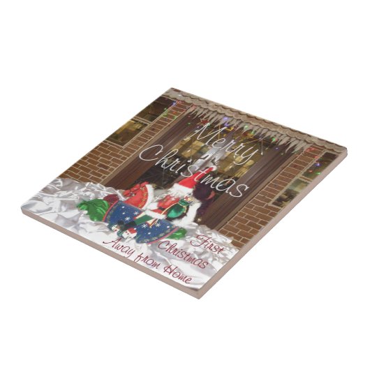 Vrolijk kerstfeest feestdagen ver van huis Geïnspi Tegeltje (Zijkant)