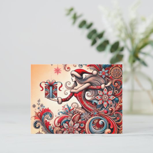 Vrolijk kerstfeest feestdagenkaart (Staand voorkant)