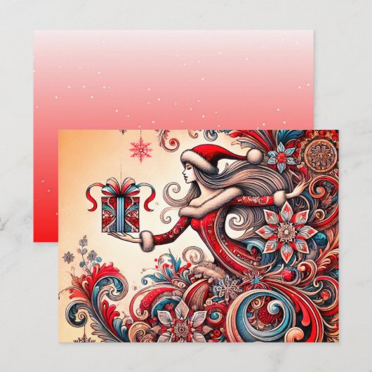 Vrolijk kerstfeest feestdagenkaart (Voorkant / Achterkant)