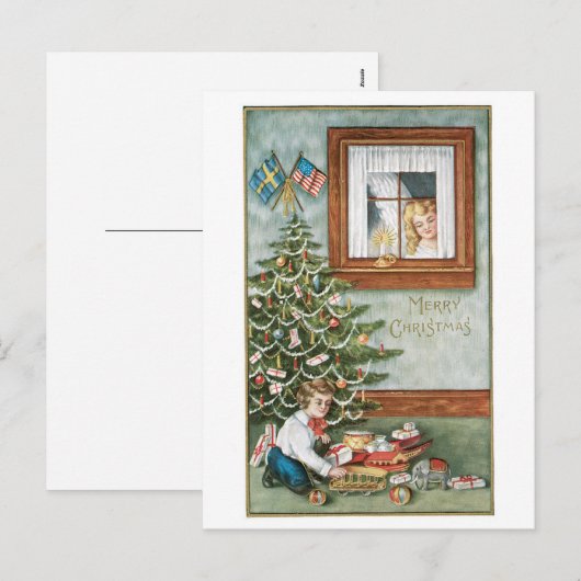 Vrolijk kerstfeest feestdagenkaart (Voorkant / Achterkant)