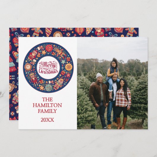 Vrolijk kerstfeest feestdagenkaart (Voorkant / Achterkant)